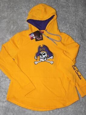 Colosseum Hoodie Womens M Yellow ECU Pirates Pullover Hooded Fleece Embroidered